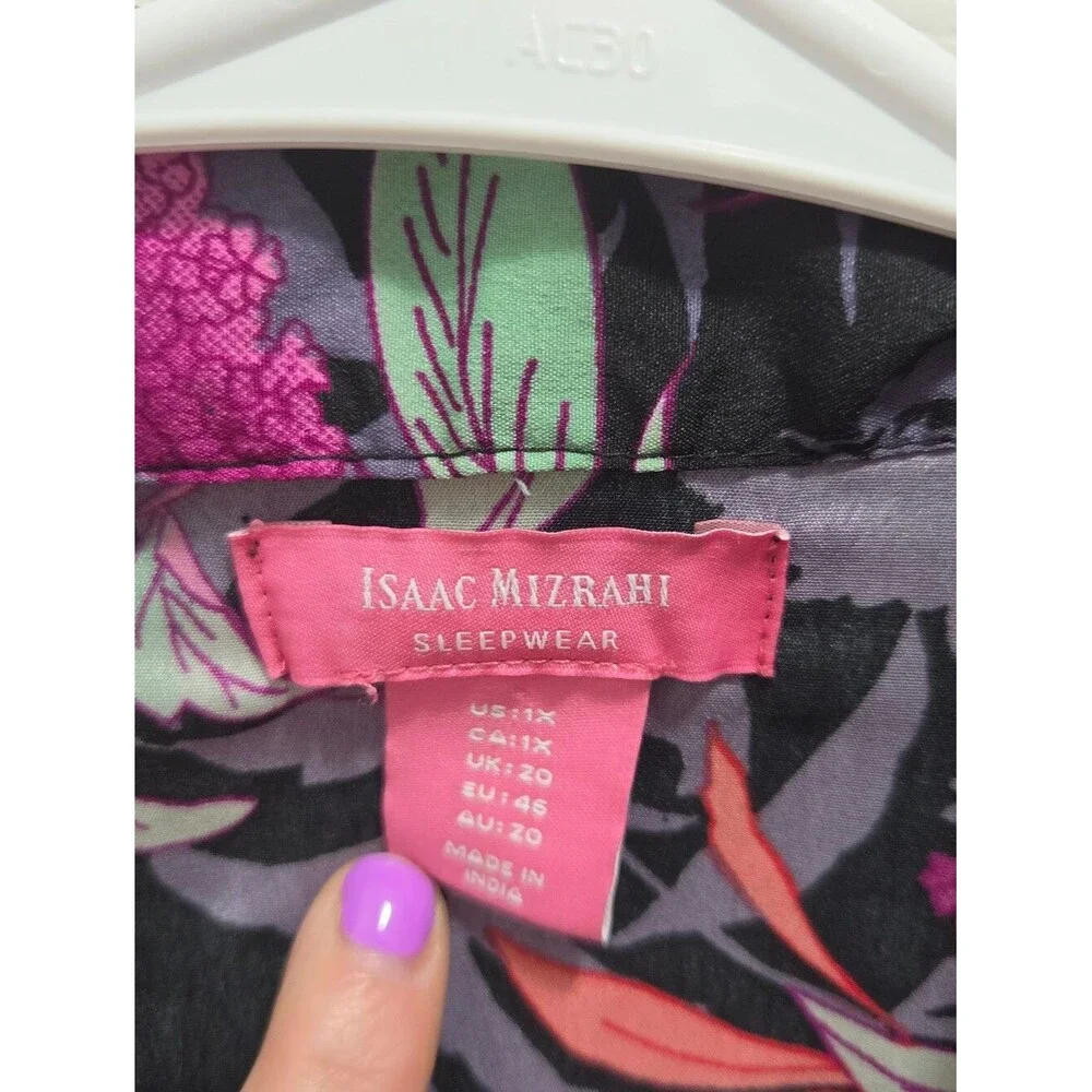 Isaac Mizrahi Sleepwear Tropical Pajama Set Floral Satin Plus Size 1X Lounge 2pc
